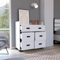 Tuhome Alyn Dresser, Four Legs, Four Drawers, One Double Drawer, Superior Top, White CLB7154